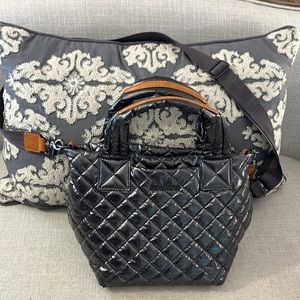 Mz Wallace Anthracite Metallic Mini Metro Tote Deluxe with Crossbody